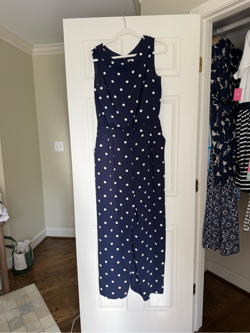 Boden Navy Polka Dot Midi Dress